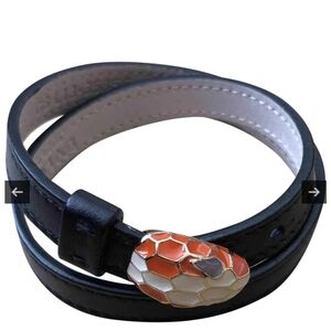BVLGARI Serpenti Leather Wrap Bracelet Snake